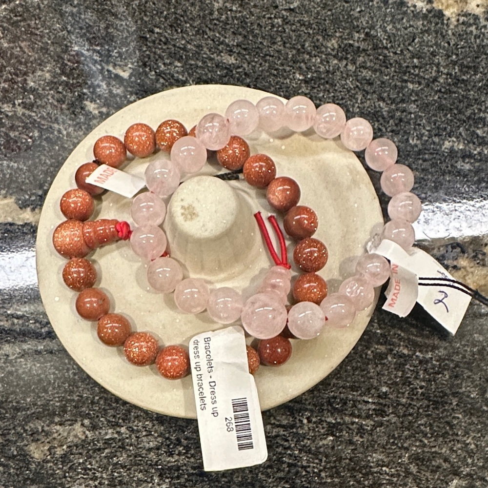 Chic Rose and Copper Beaded Bracelet Set